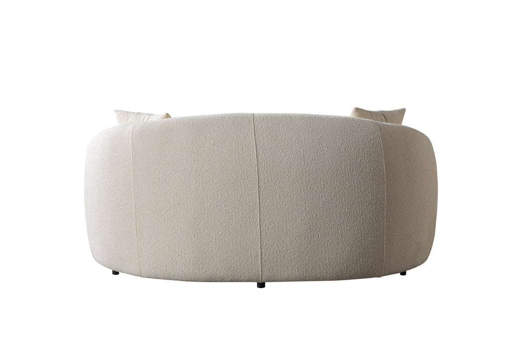Ivory Boucle Round Sofa  71"