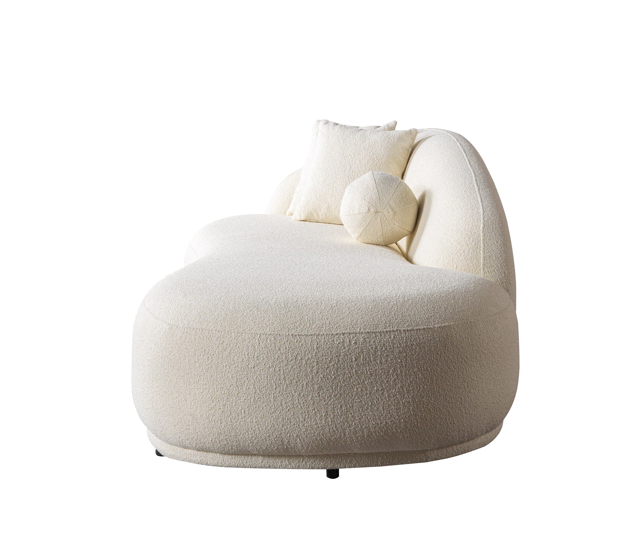 Ivory Boucle Sofa Chaise 87"