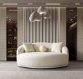 Ivory Boucle Round Sofa  71"