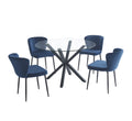 Oslo 5pc Dining Set With Blue Velvet Chairs