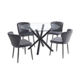 Oslo 5pc Dining Set With Gray Velvet Chairs