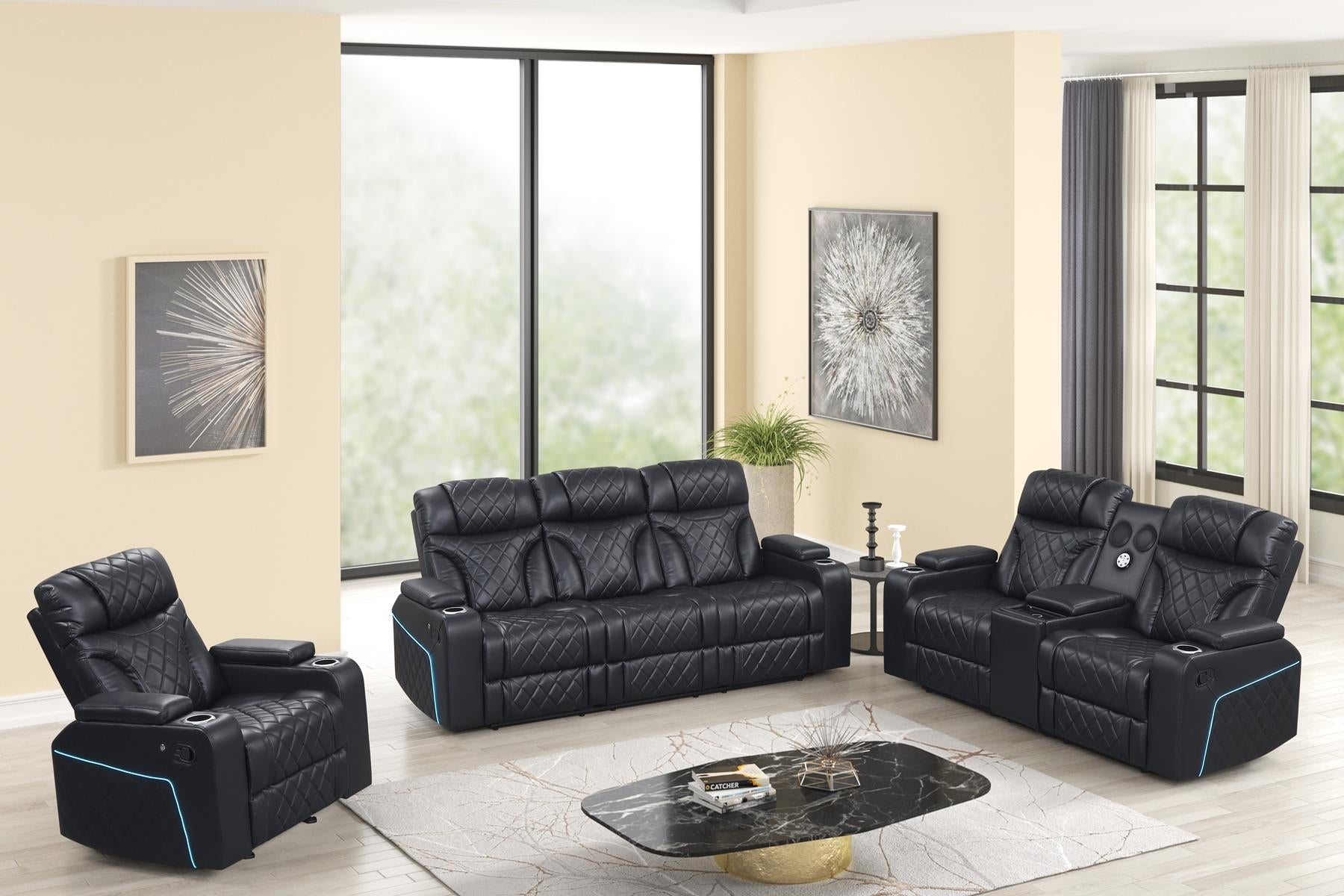 STERLING BLACK SOFA AND LOVESEAT