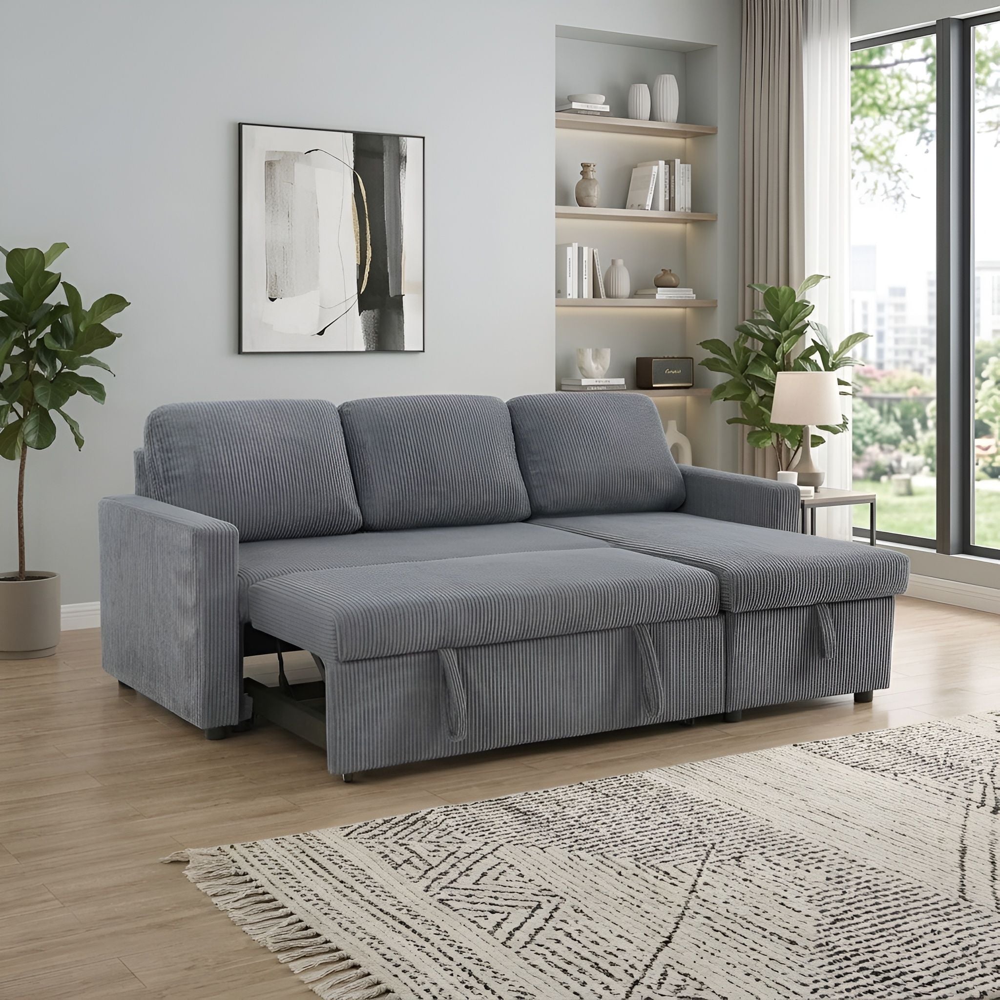 Gray Convertible Sectional Sofa Bed