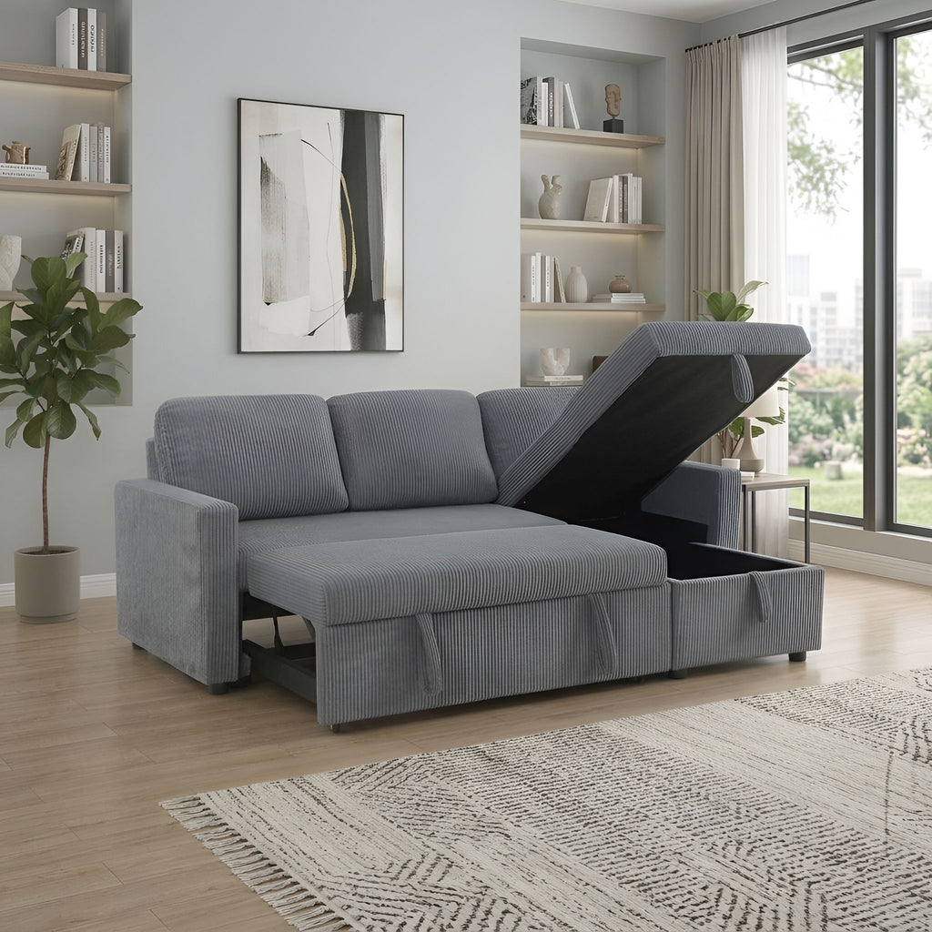 Gray Convertible Sectional Sofa Bed