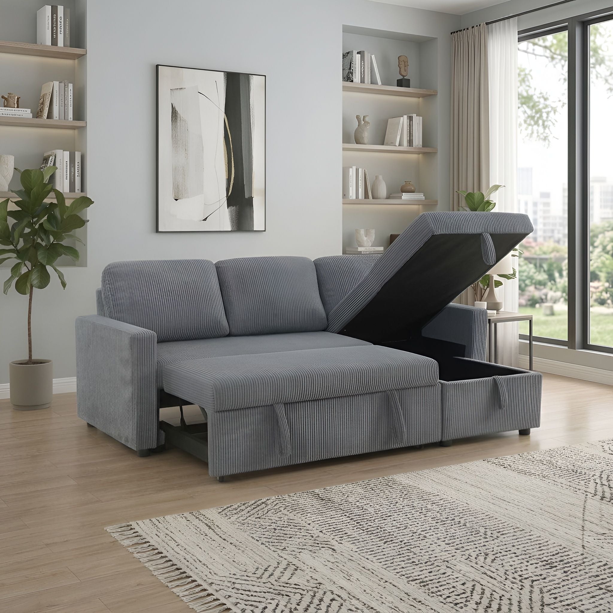 Gray Convertible Sectional Sofa Bed