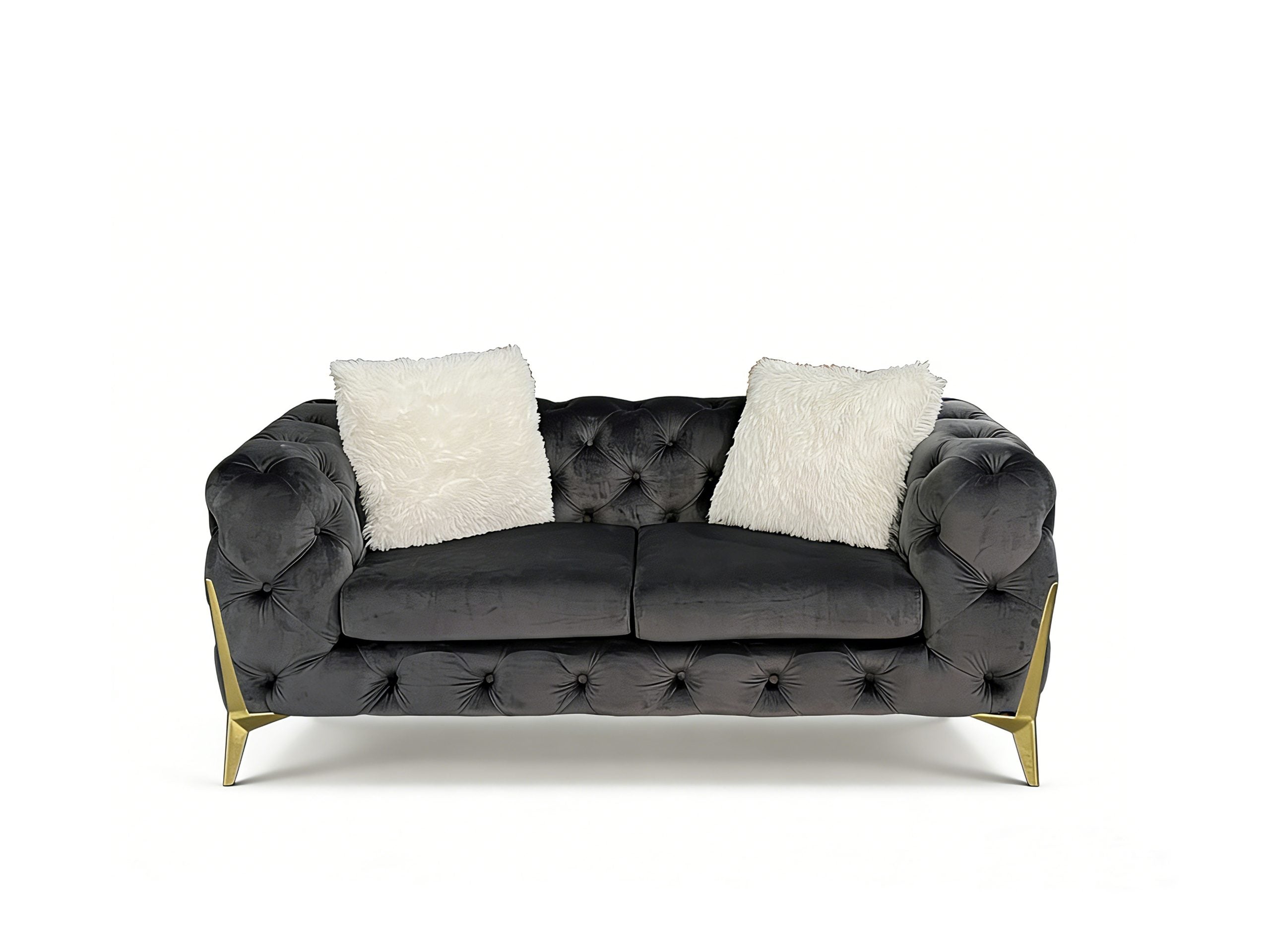 Vegas Luxury Modern Gray Velvet Loveseat