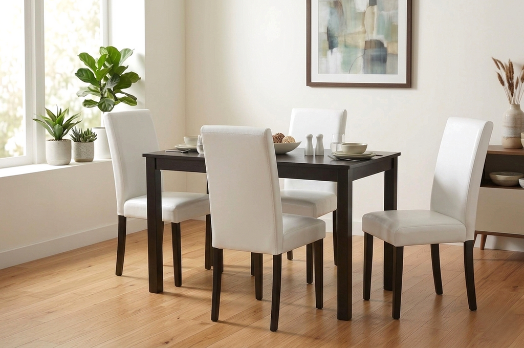 D700 WHITE - TABLE + 4 CHAIRS