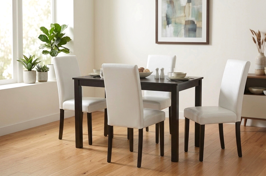 D700 WHITE - TABLE + 4 CHAIRS