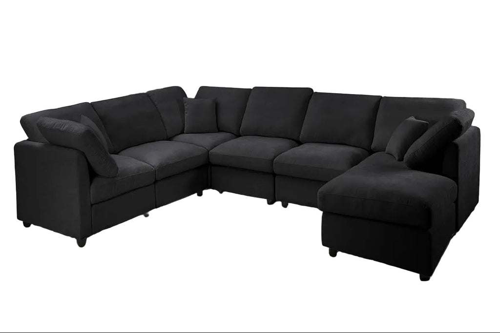 117" Modular Sectional Sofa,U-Shaped Chenille Sofa Couch with Movable Ottoman,Modern 7 Seat  Sectional